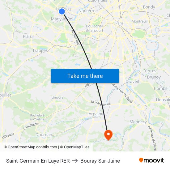 Saint-Germain-En-Laye RER to Bouray-Sur-Juine map