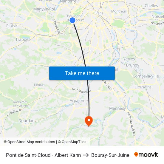 Pont de Saint-Cloud - Albert Kahn to Bouray-Sur-Juine map