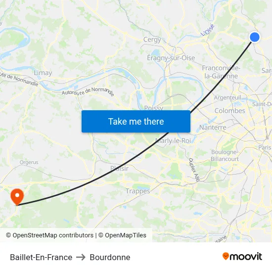 Baillet-En-France to Bourdonne map