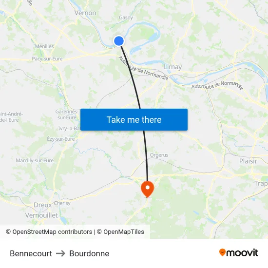 Bennecourt to Bourdonne map