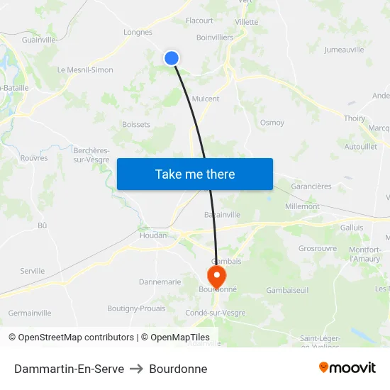 Dammartin-En-Serve to Bourdonne map