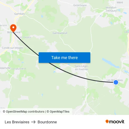 Les Breviaires to Bourdonne map