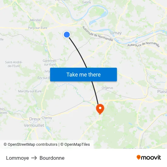 Lommoye to Bourdonne map