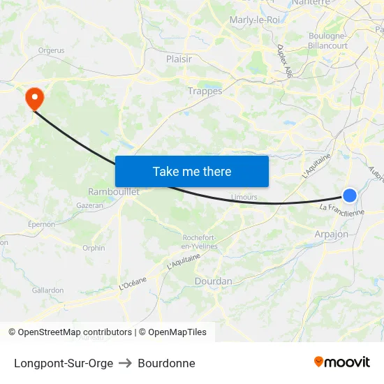 Longpont-Sur-Orge to Bourdonne map
