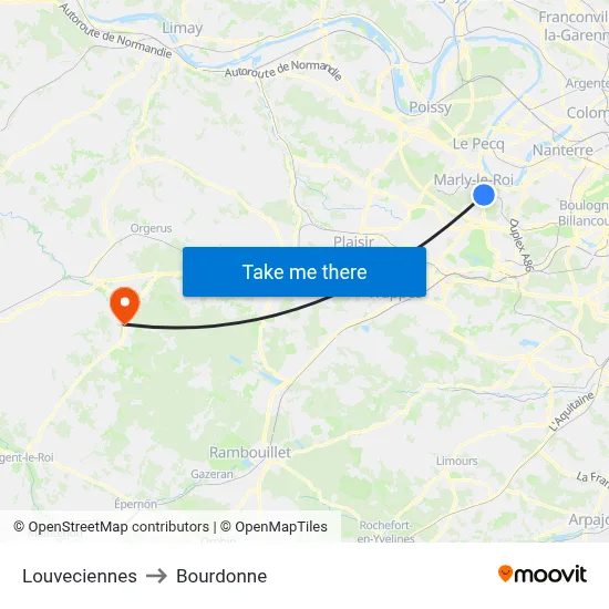 Louveciennes to Bourdonne map