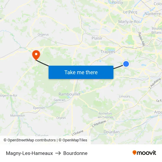 Magny-Les-Hameaux to Bourdonne map