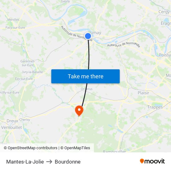 Mantes-La-Jolie to Bourdonne map