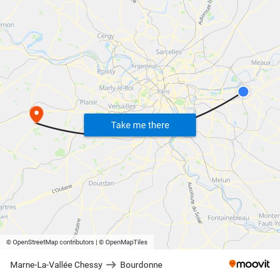 Marne-La-Vallée Chessy to Bourdonne map