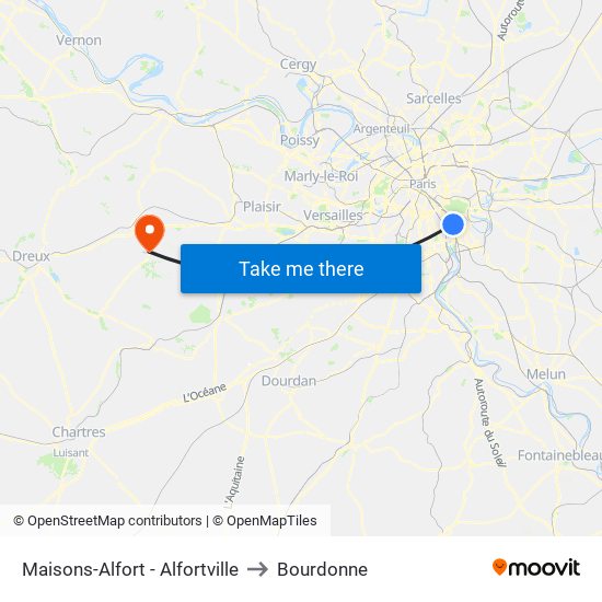 Maisons-Alfort - Alfortville to Bourdonne map