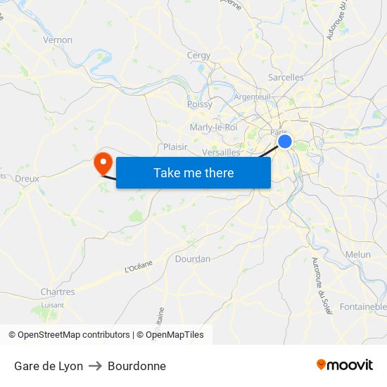 Gare de Lyon to Bourdonne map