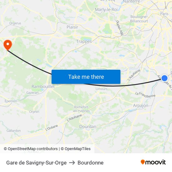 Gare de Savigny-Sur-Orge to Bourdonne map