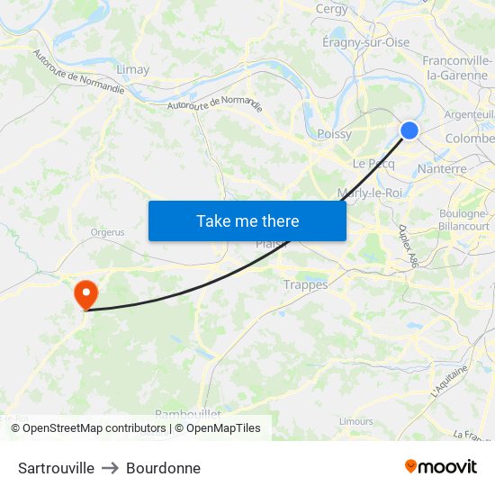 Sartrouville to Bourdonne map