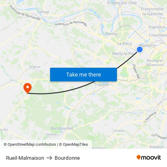 Rueil-Malmaison to Bourdonne map