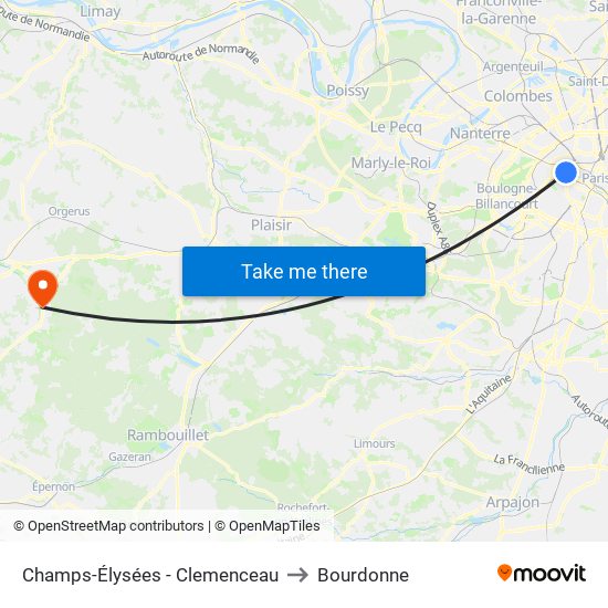 Champs-Élysées - Clemenceau to Bourdonne map