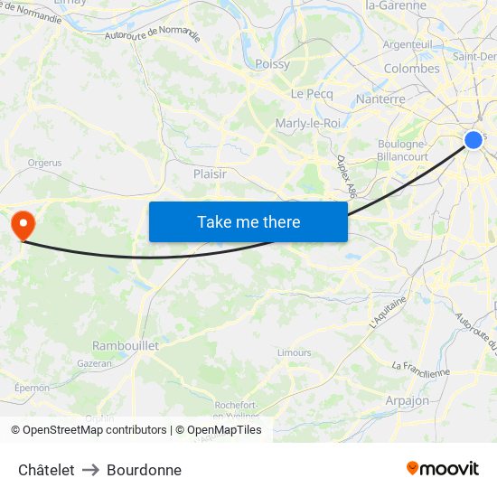 Châtelet to Bourdonne map
