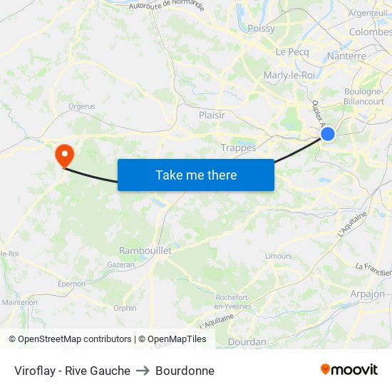 Viroflay - Rive Gauche to Bourdonne map