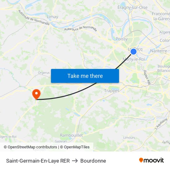 Saint-Germain-En-Laye RER to Bourdonne map