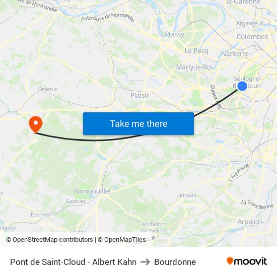 Pont de Saint-Cloud - Albert Kahn to Bourdonne map
