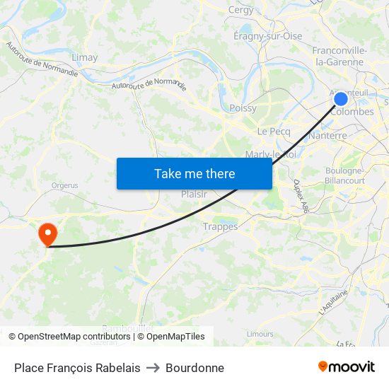Place François Rabelais to Bourdonne map