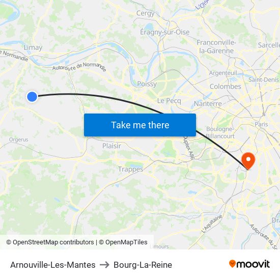 Arnouville-Les-Mantes to Bourg-La-Reine map