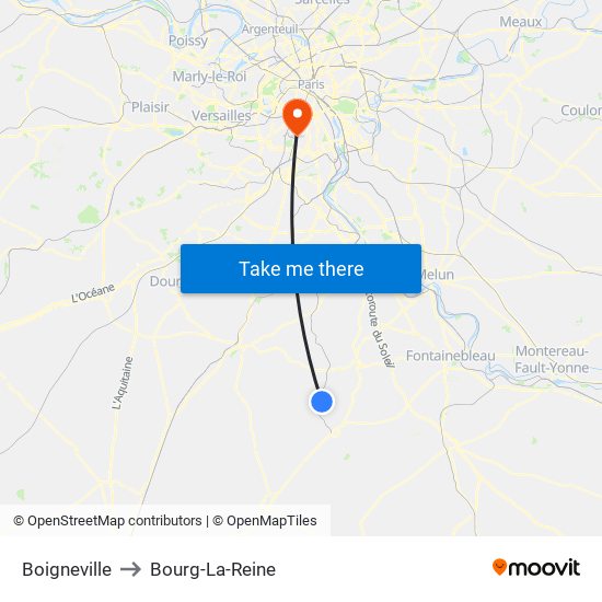 Boigneville to Bourg-La-Reine map