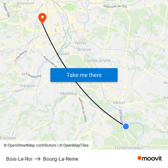 Bois-Le-Roi to Bourg-La-Reine map