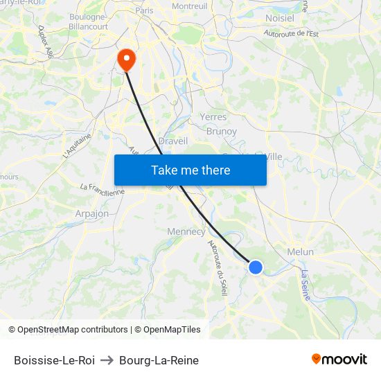 Boissise-Le-Roi to Bourg-La-Reine map