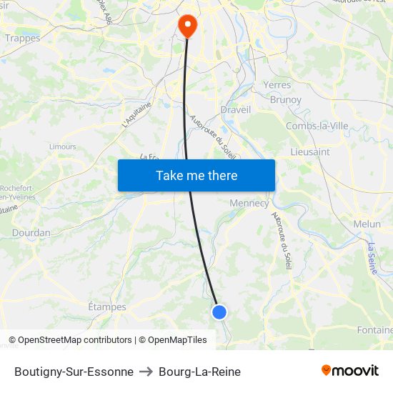 Boutigny-Sur-Essonne to Bourg-La-Reine map
