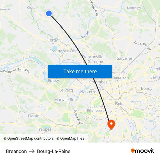 Breancon to Bourg-La-Reine map