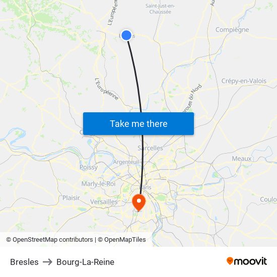 Bresles to Bourg-La-Reine map