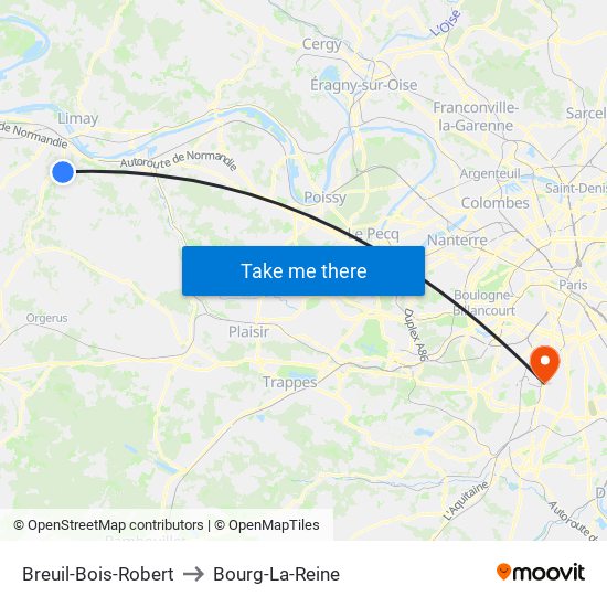 Breuil-Bois-Robert to Bourg-La-Reine map