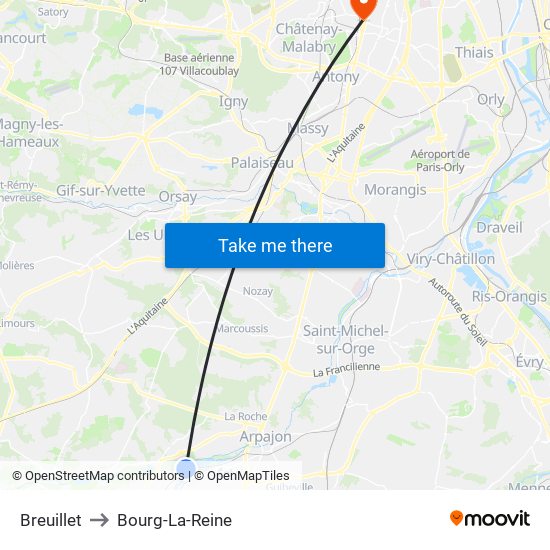 Breuillet to Bourg-La-Reine map
