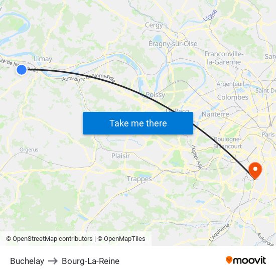 Buchelay to Bourg-La-Reine map