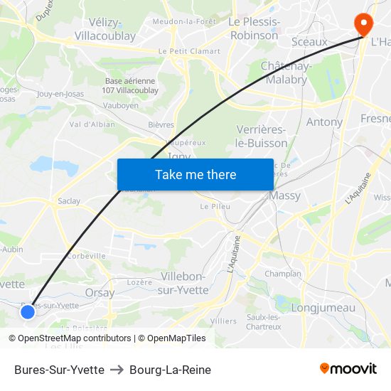 Bures-Sur-Yvette to Bourg-La-Reine map