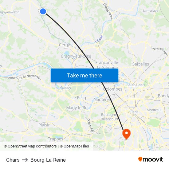 Chars to Bourg-La-Reine map