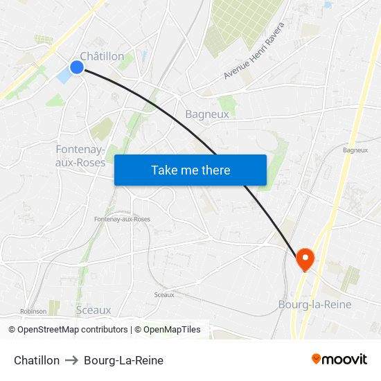Chatillon to Bourg-La-Reine map