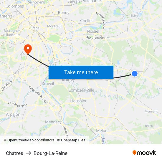 Chatres to Bourg-La-Reine map