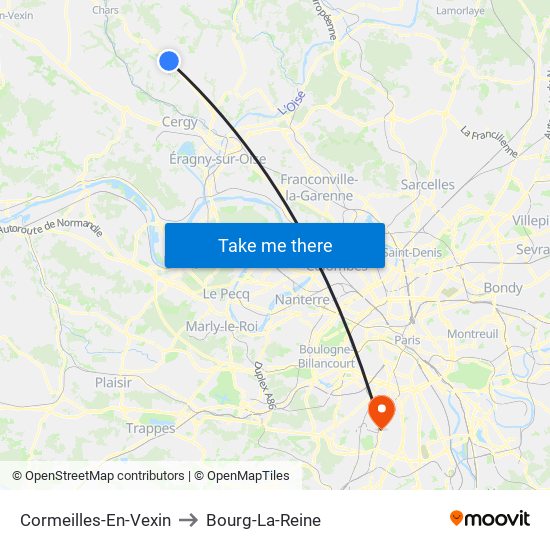 Cormeilles-En-Vexin to Bourg-La-Reine map
