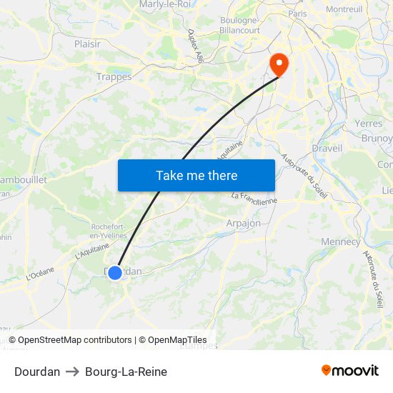 Dourdan to Bourg-La-Reine map