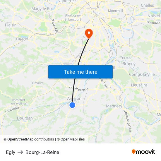 Egly to Bourg-La-Reine map