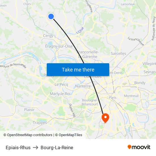 Epiais-Rhus to Bourg-La-Reine map