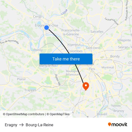Eragny to Bourg-La-Reine map