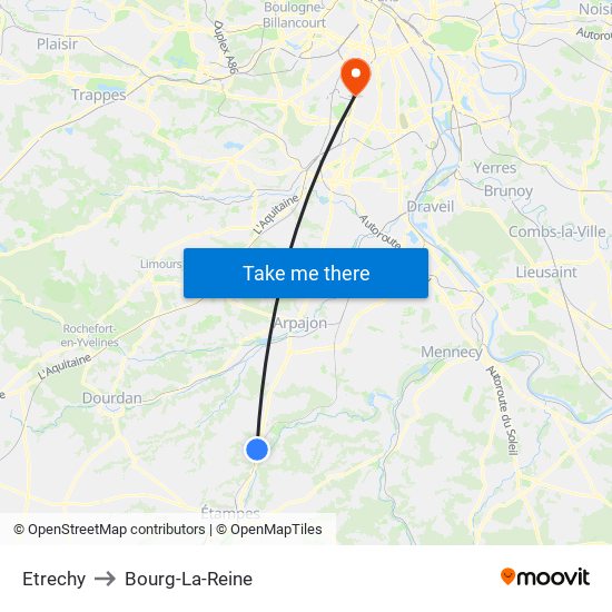 Etrechy to Bourg-La-Reine map