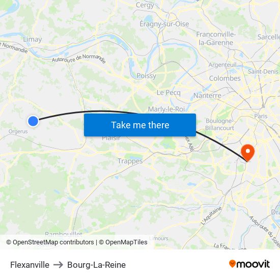Flexanville to Bourg-La-Reine map