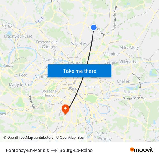 Fontenay-En-Parisis to Bourg-La-Reine map