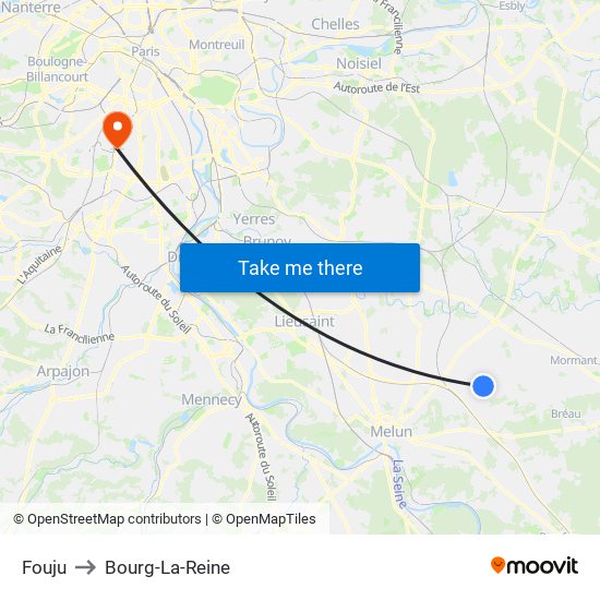 Fouju to Bourg-La-Reine map