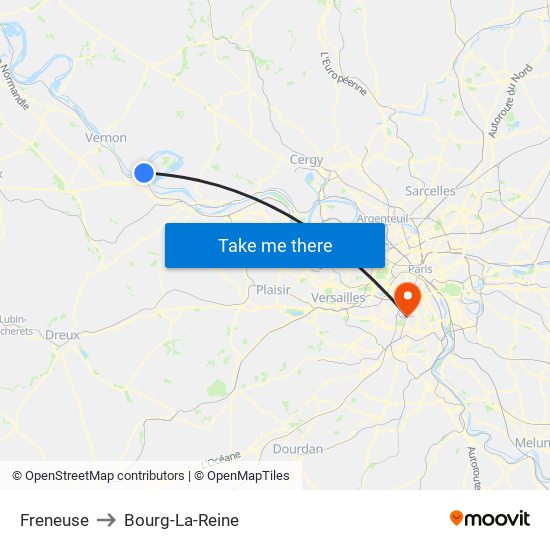 Freneuse to Bourg-La-Reine map