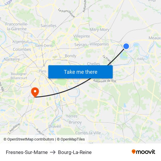 Fresnes-Sur-Marne to Bourg-La-Reine map