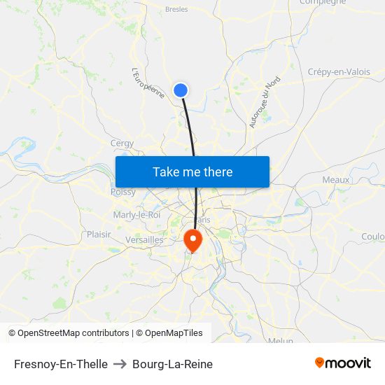 Fresnoy-En-Thelle to Bourg-La-Reine map