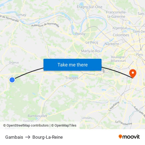 Gambais to Bourg-La-Reine map